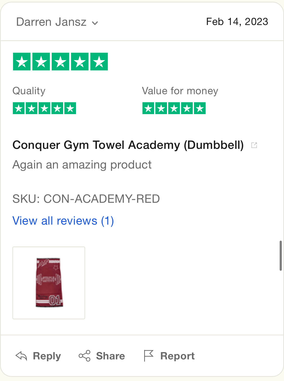 Conquer Gym Towel Academy (Dumbbell)